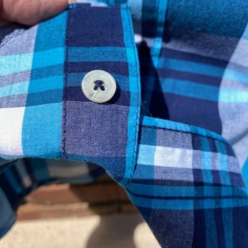 Boys Blue Plaid Button Shirt - Picture 6 of 6